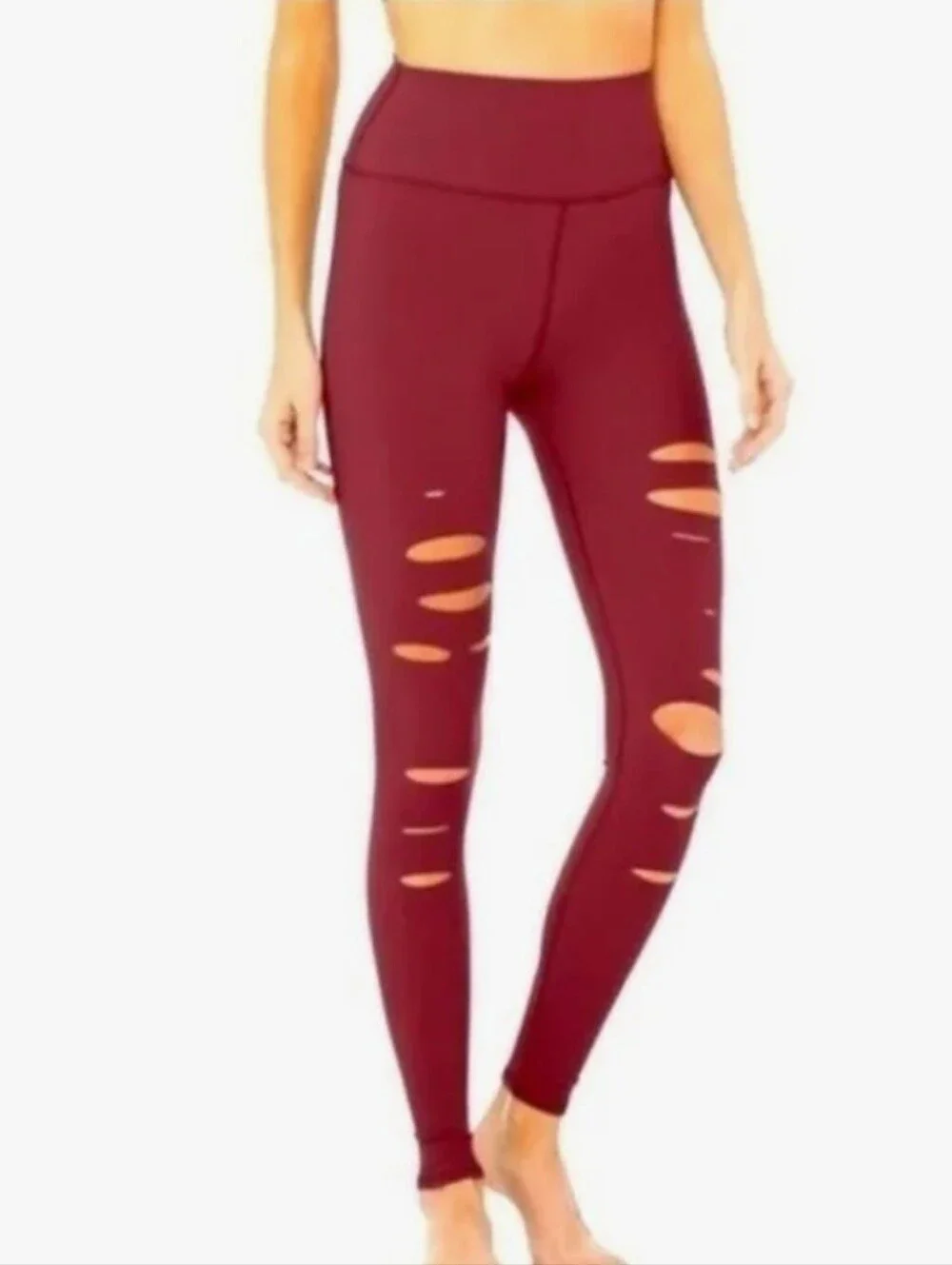 Alo Yoga Warrior High Waisted Deep Burgundy Leggings-Med